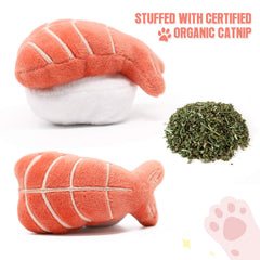 CiyvoLyeen juguete sushi gato camarón, perfecto para juego y mordidas seguras.