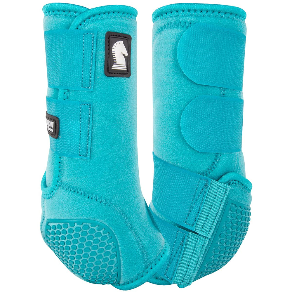 Classic Equine Flexion Legacy2 bota trasera en Aqua, tamaño Mediano, soporte estable para movimiento natural.