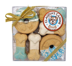 Caja-regalo-azules de Claudia's Canine Bakery, perfecta para celebrar a tu perro