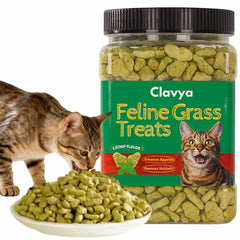 Clavya Gatos Hierba de interior Tarro crujiente: recompensa diaria para gatos