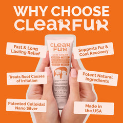 ClearFur plata coloidal nano en crema para piel delicada de mascotas.