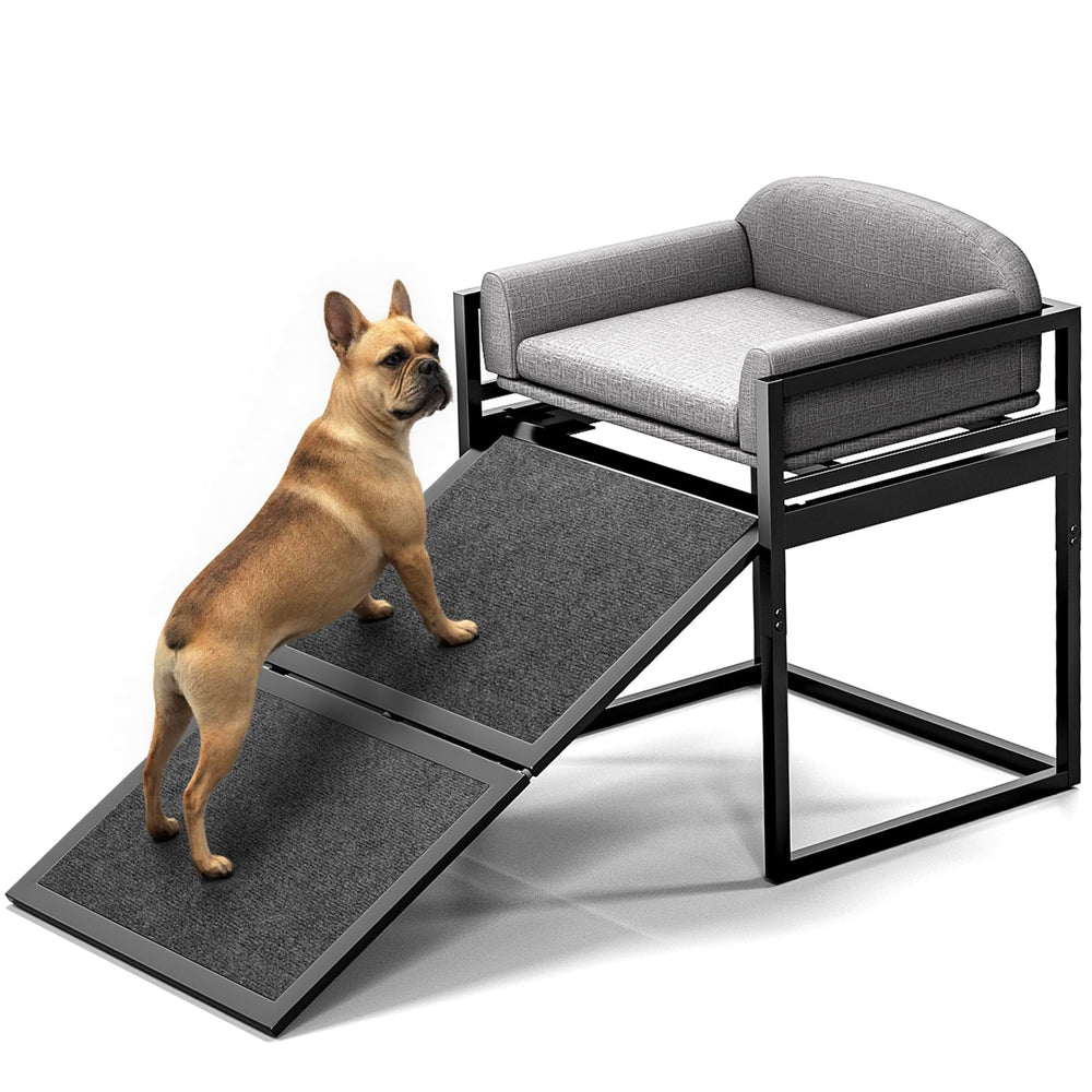 Clioran rampa para perros con asiento ancho para comodidad al subir al sofá.