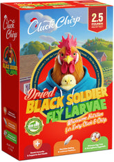 Cluck Chirp: larvas secas de mosca negra en envase, alto contenido proteico para aves.