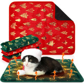 Clysee cama autocalentable para gato con diseño de árbol navideño, cálida y acogedora.