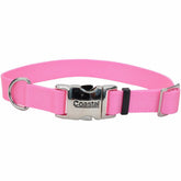 Collar Coastal Pet ajustable con hebilla metálica en rosa brillante ideal para paseos.