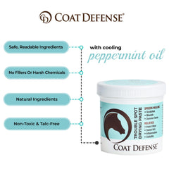 COAT DEFENSE pasta-barrera-insectos-caballos: crea una barrera protectora para la piel del caballo.