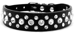 Collar Rhinestone para perro en cuero PU, detalle brillante para paseos elegantes