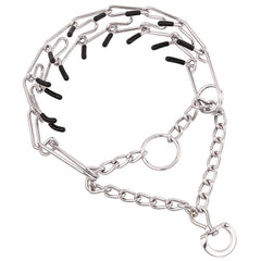 Collar de púas para perros, vista frontal, ajuste seguro para entrenamiento