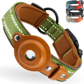 Collardirect collar AirTag para perro con nylon reflectante verde para paseos nocturnos