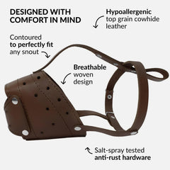 CollarDirect bozal cuero cesta dos correas: ajuste rápido.