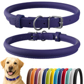 CollarDirect collar de cuero enrollado morado suave, ideal para perros con pelo largo.