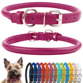 CollarDirect collar cuero enrollado rosa texturizado, suave para pelaje largo