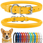 CollarDirect de cuero enrollado rosa texturizado, suave y cómodo para perros con pelo largo.