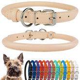 CollarDirect collar de cuero enrollado suave para perros con pelo largo.