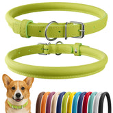 CollarDirect collar de cuero enrollado suave para perros pequeños, cómodo para pelo largo.