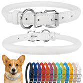 CollarDirect collar de cuero enrollado suave para perros pequeños con pelo largo