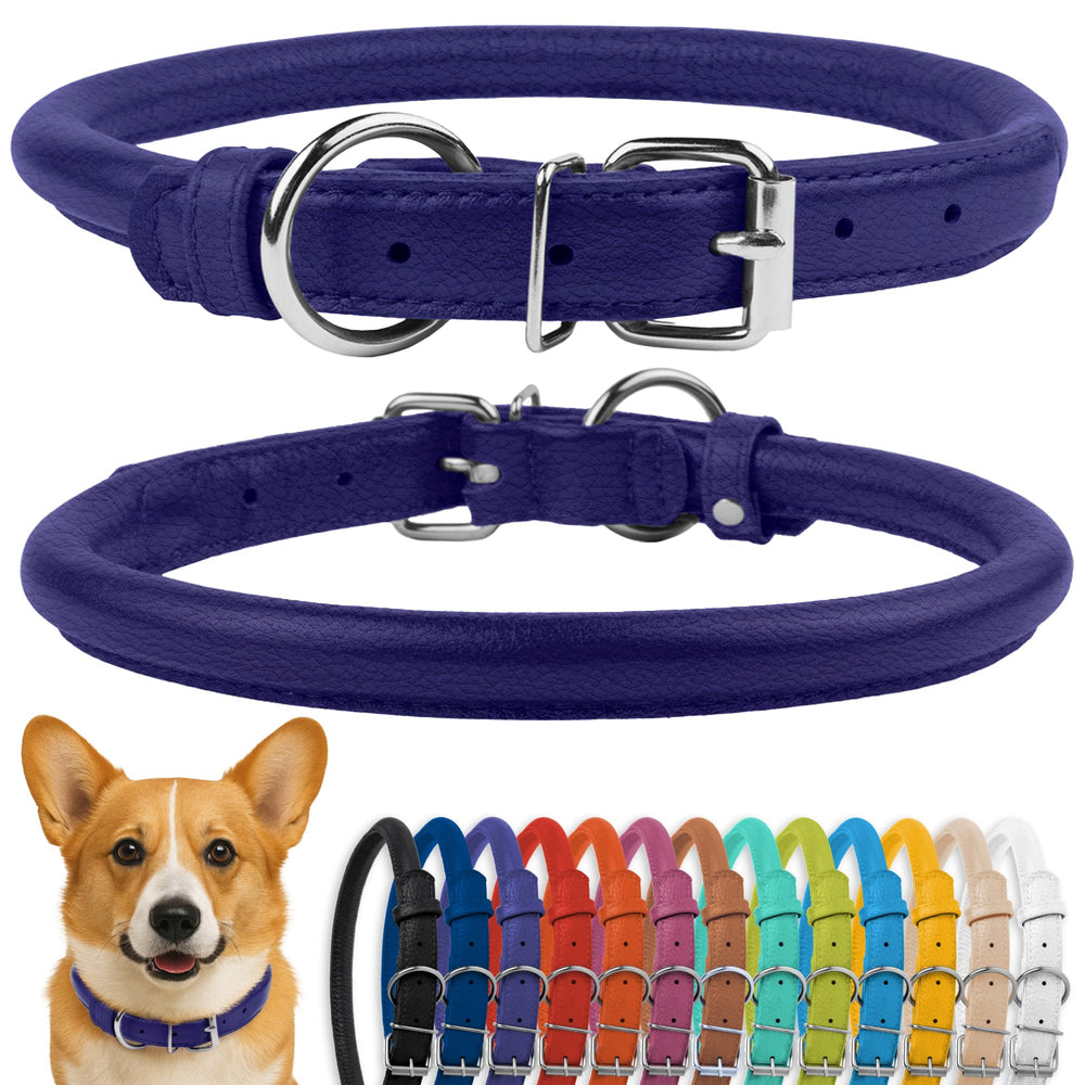 CollarDirect collar de cuero enrollado suave para perros, ligero y cómodo.