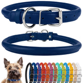 CollarDirect collar de cuero ondulado para perro en azul profundo texturizado.