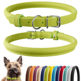 CollarDirect collar de cuero ondulado verde lima, cómodo para pelo largo