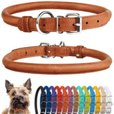 Collardirect collar cuero rodado suave, ideal para pelo largo.
