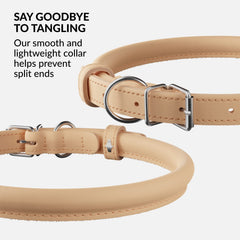 CollarDirect collar cuero enrollado interior acolchado, cómodo para uso diario.