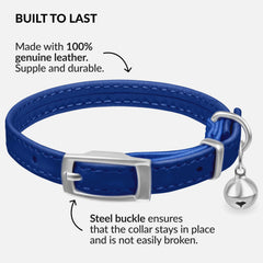 CollarDirect collar gato cuero cascabel desmontable, fácil de localizar.