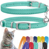 CollarDirect collar de cuero con campana brillante para gato, facilita localizarlo.