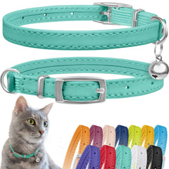 CollarDirect collar de cuero con campana brillante para gato, facilita localizarlo.