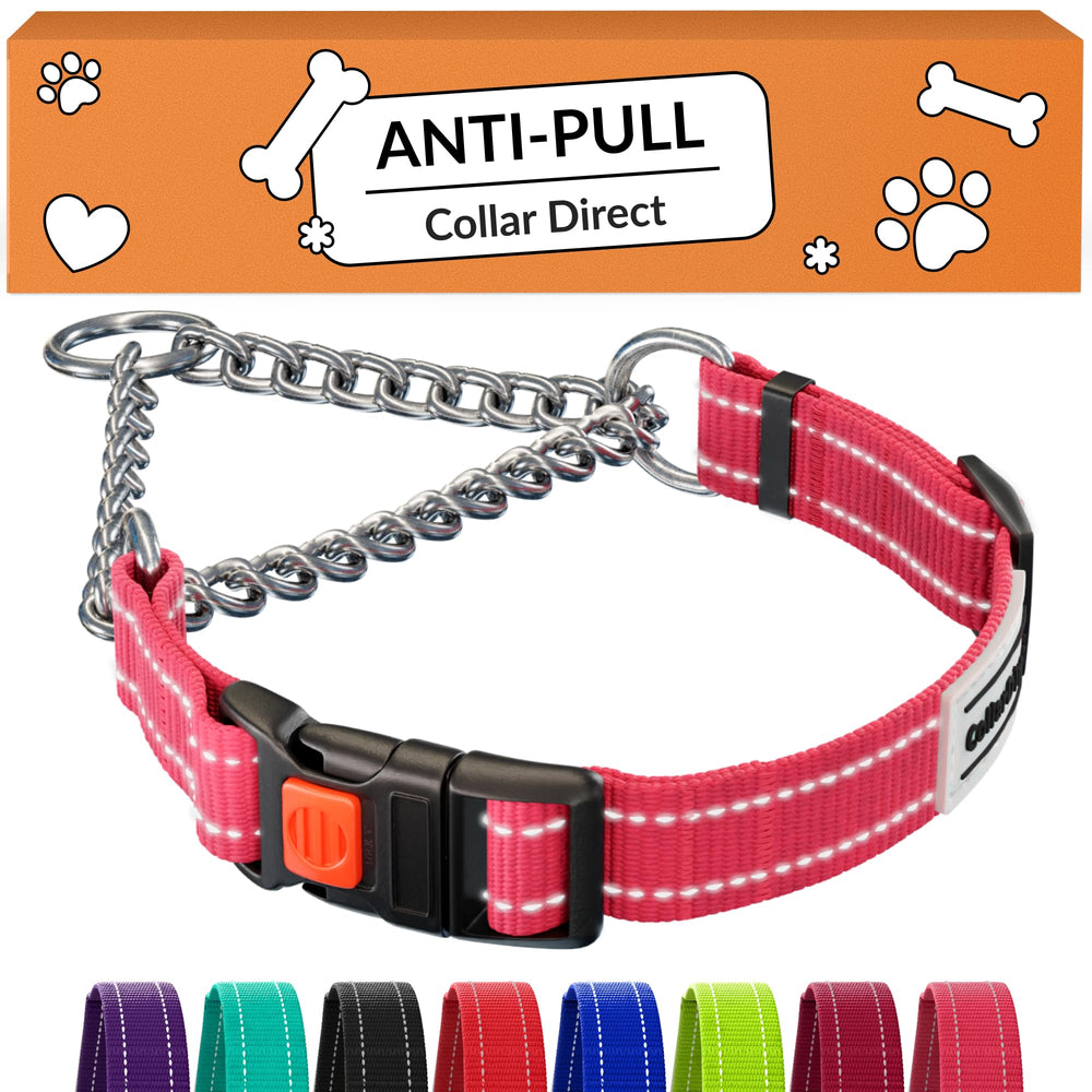 CollarDirect Martingale en rosa, nylon reflectante y tamaño pequeño para mayor visibilidad.