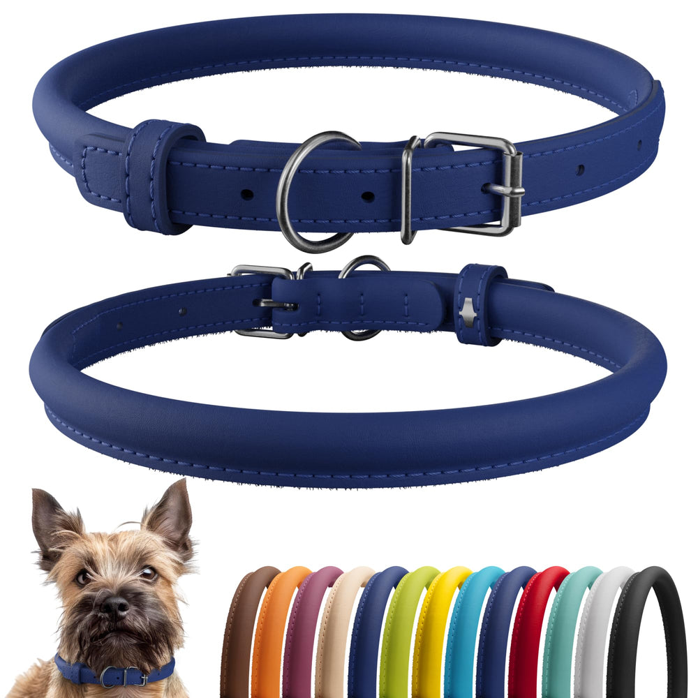 CollarDirect collar de cuero enrollado suave para perros con pelo largo.