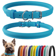 CollarDirect collar perro cuero enrollado, suave y cómodo para pelo largo.