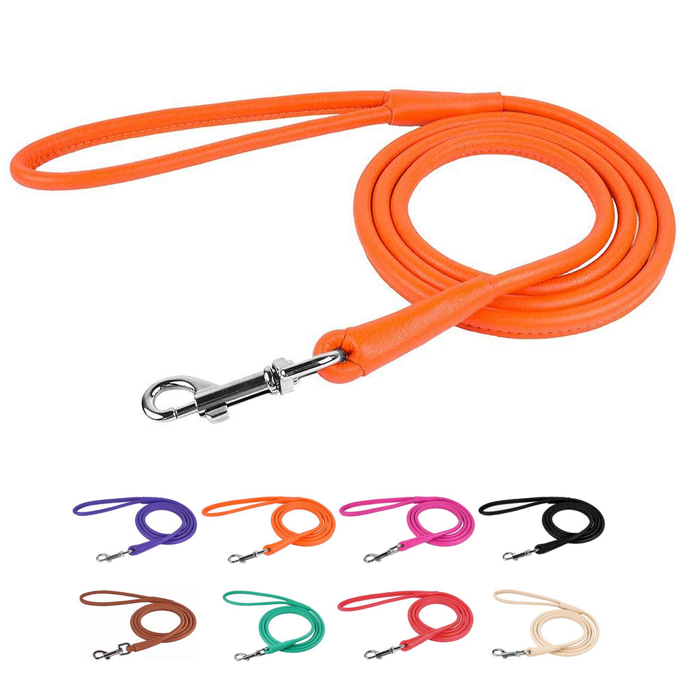 CollarDirect correa de cuero ondulado 4ft, paseo cómodo y estilizado.