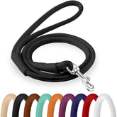 CollarDirect correa enrollada de cuero 6ft en negro, ideal para paseos diarios