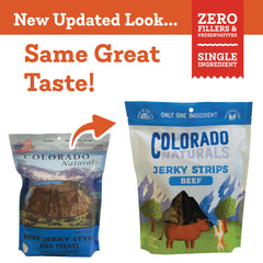 Porciones de jerky de res de Colorado Naturals para entrenamiento.