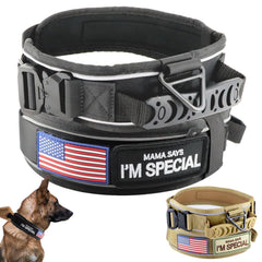 Collar táctico Comfluxe para perro grande con mango, control seguro.