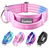 Collar táctico Comfluxe rosa de 1,5 pulgadas con acolchado suave para comodidad en paseos