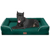 Cama ortopédica Comfort Expression XXL con funda esmeralda y base estable.