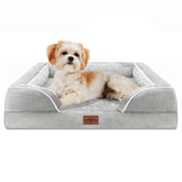 Cama Comfort Expression ortopédica para perros medianos, vista frontal con soporte.