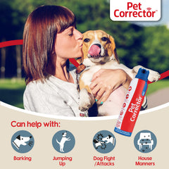 Aplicación de aire del Pet Corrector para interrumpir ladridos y conductas no deseadas.