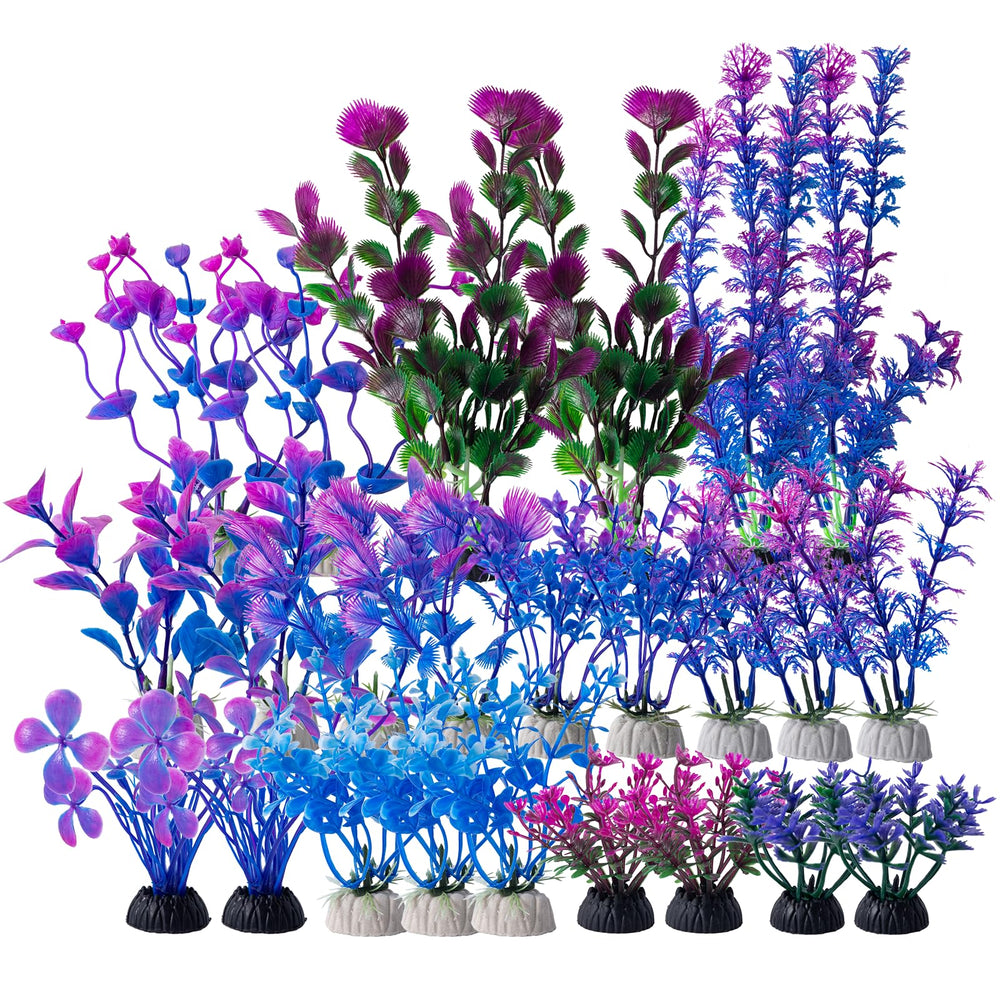 COMSUN plantas artificiales para acuario, paquete de 4 pulgadas en tono lila, decoración duradera.