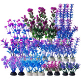 COMSUN plantas artificiales para acuario, paquete de 4 pulgadas en tono lila, decoración duradera.