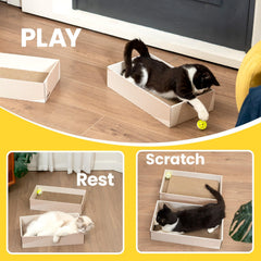 Conlun caja rascador 2 en 1 ofrece juego interactivo para varios gatitos