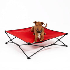 Cama Coolaroo para perros, plegada, ideal para viajes y transporte ligero.