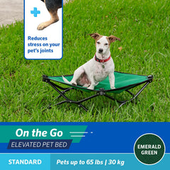 Coolaroo On-The-Go cama para perro desplegada sin herramientas para camping.
