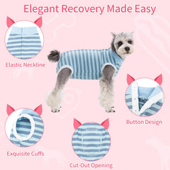 Coppthinktu Recovery Suit protege incisiones y reduce lamidos durante la recuperacion.