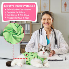 Coppthinktu traje recuperación gato, vista dorsal, ajuste cómodo y movilidad