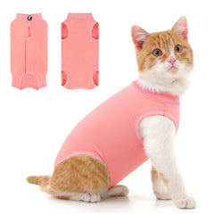 Coppthinktu Traje recuperación gatos frontal, cómodo y transpirable para posoperatorio.