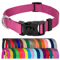 Country Brook Petz collar de nylon rosa, ajuste cómodo para paseos diarios.