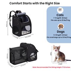Covono mochila porta-mascotas: ventana acrílica para ventilación y visión.
