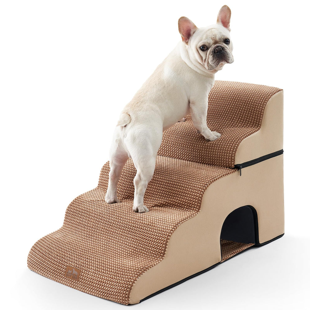 cozy kiss escaleras para perros amplias con túnel y 5 pasos para subir a la cama